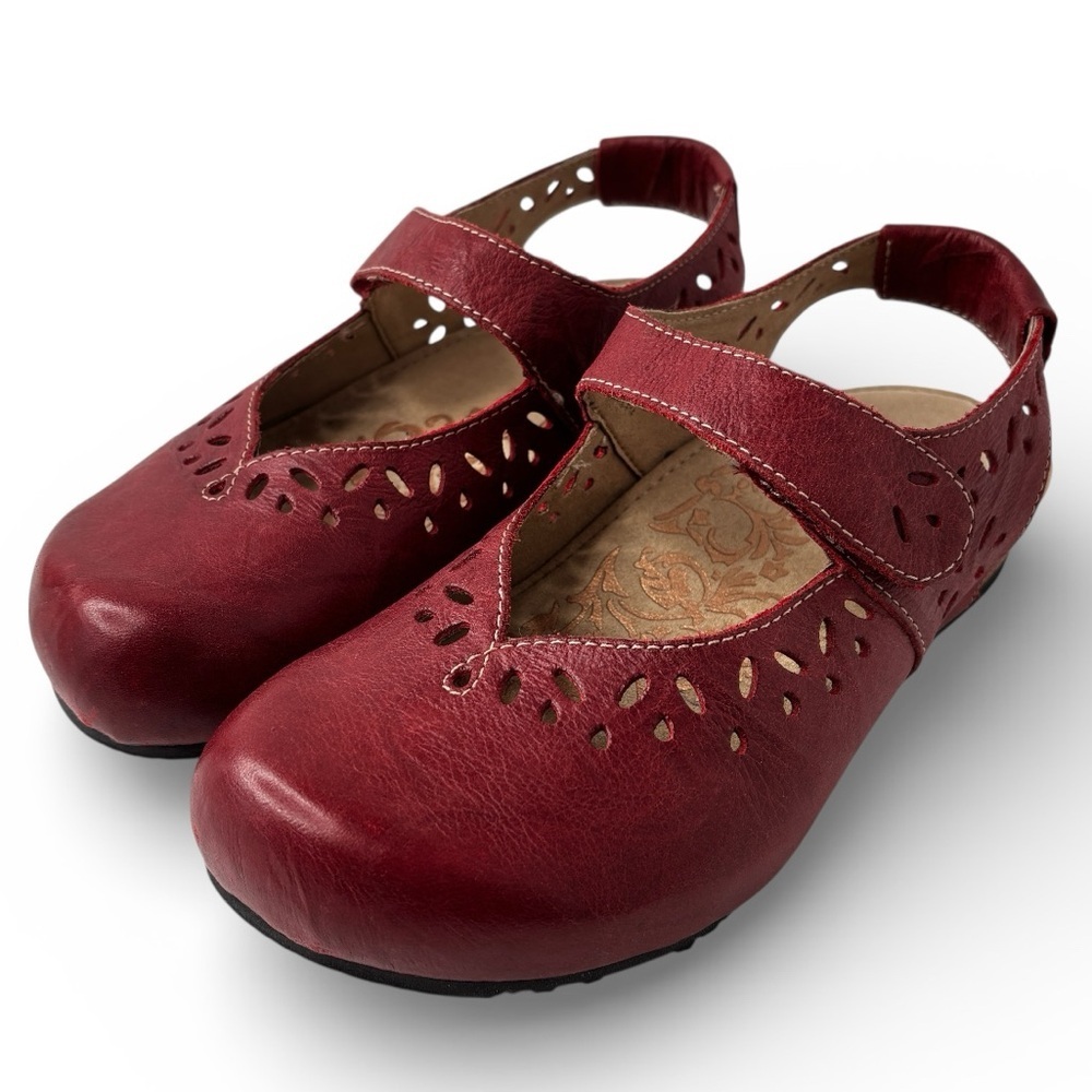 Aetrex Cheryl Mary Jane Red Leather Clog Sling Back Comfort Womens Shoe Sz 6 NEW